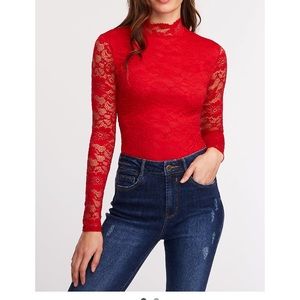 NWT ❤️ RED Lace Body Suit XL